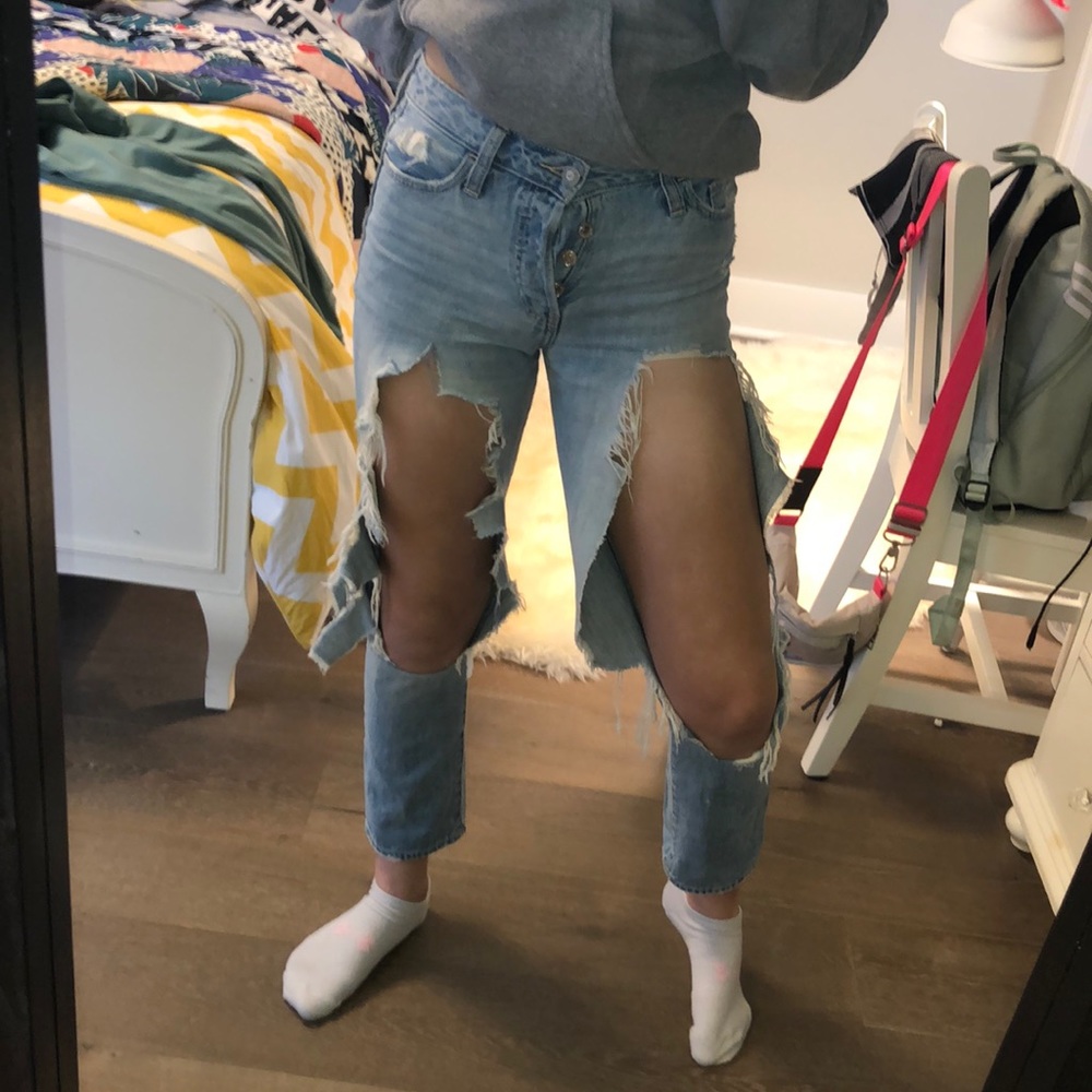 Completely Ripped High Rise Jeans